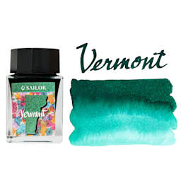 Sailor USA State Ink - Vermont, Emerald Green, 20 ml, swatch and bottle