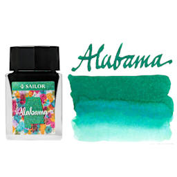 Sailor USA State Ink - Alabama, Collard Green, 20 ml, swatch and bottle