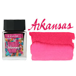 Sailor USA State Ink - Arkansas, Watermelon, 20 ml, swatch and bottle
