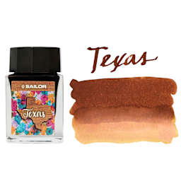 Sailor USA State Ink - Texas, Brown, 20 ml, swatch and bottle