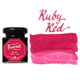 Kaweco Fountain Pen Ink - Ruby Red, swatch and bottle
