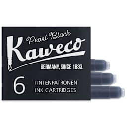 Kaweco Fountain Pen Ink Cartridges - Black, three cartridges shown out of packaging