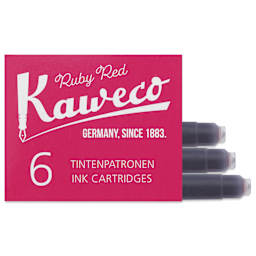 Kaweco Fountain Pen Ink Cartridges - Ruby Red, three cartridges shown out of packaging
