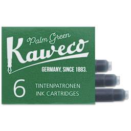 Kaweco Fountain Pen Ink Cartridges - Palm Green, three cartridges shown out of packaging
