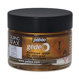 Pebeo Gedeo Gilding Wax - Front of 30 ml jar of Antique Gold Wax