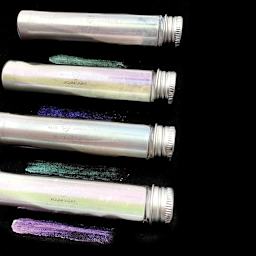 Colorberry Polar Lights Pigment Powders - Assorted Colors, Set of 4, Tubes (Bottles and swatches shown on black backround)