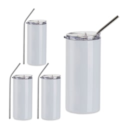 Craft Express Sublimation Printing Stainless Steel Tumblers - 16 oz, White, Set of 4 (out of packaging)