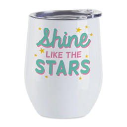 Craft Express Sublimation Printing Stainless Steel Stemless Wine Cup - 12 oz, White, Set of 4 (finished stemless wine cup example)