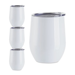 Craft Express Sublimation Printing Stainless Steel Stemless Wine Cup - 12 oz, White, Set of 4 (out of packaging)