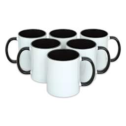 Craft Express Sublimation Printing Ceramic Mug - 11 oz, White and Black, Pkg of 6 (out of packaging)