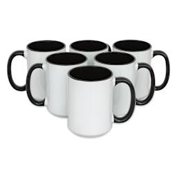 Craft Express Sublimation Printing Ceramic Mug - 15 oz, White and Black, Pkg of 6 (out of packaging)