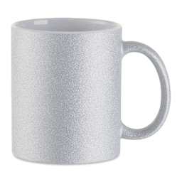 Craft Express Sublimation Printing Ceramic Mug - 11 oz, Silver Glitter single mug