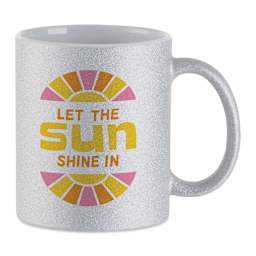 Craft Express Sublimation Printing Ceramic Mug - 11 oz, Silver Glitter with graphic
