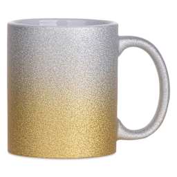 Craft Express Sublimation Printing Ceramic Mug - 11 oz, Gold Ombre Glitter single mug
