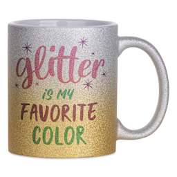 Craft Express Sublimation Printing Ceramic Mug - 11 oz, Gold Ombre Glitter with cute saying