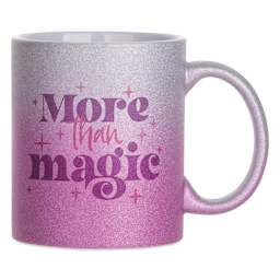 Craft Express Sublimation Printing Ceramic Mug - 11 oz, Pink Ombre Glitter with a saying printed on it