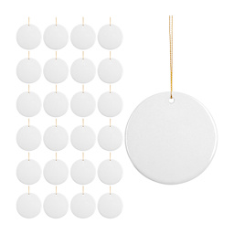 Craft Express Sublimation Printing Ornament - Ceramic Round, 3", Pkg of 25 (one shown larger for detail)