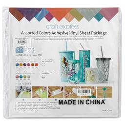 Craft Express Vinyl Sheets - Two Toned, Assorted Colors, 12" x 12", Set of 10 (front of packaging)