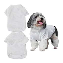 Craft Express Sublimation Printing Pet Product - Pet T-Shirt, Medium, Pkg of 2 (out of packaging, dog wearing shirt)