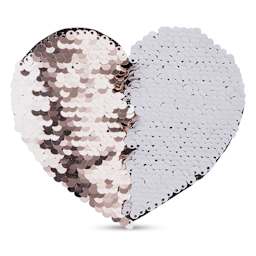 Craft Express Sublimation Printing Flip Sequin Patches - Heart, Champagne, half of the sequins flipped