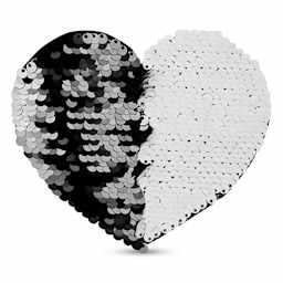 Craft Express Sublimation Printing Flip Sequin Patches - Heart, Black, half the sequins flipped
