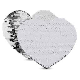 Craft Express Sublimation Printing Flip Sequin Patches - Heart, 4" x 4.75", Silver, Pkg of 2