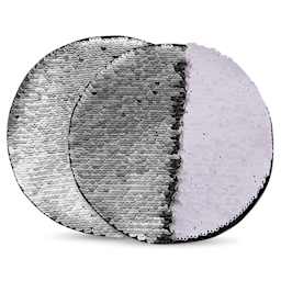 Craft Express Sublimation Printing Flip Sequin Patches - Round, 7", Silver, Pkg of 2