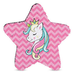 Craft Express Sublimation Printing Flip Sequin Patches - Star, 7" x 7", Silver, printed with a unicorn