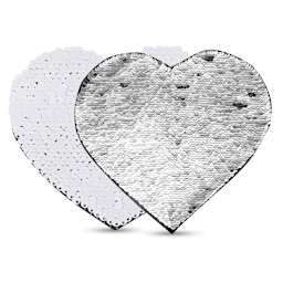Craft Express Sublimation Printing Flip Sequin Patches - Heart, 7" x 9", Silver, Pkg of 2