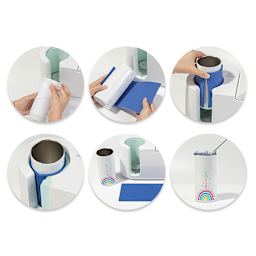Craft Express Sublimation Silicone Wrap shown in use with mug heat press