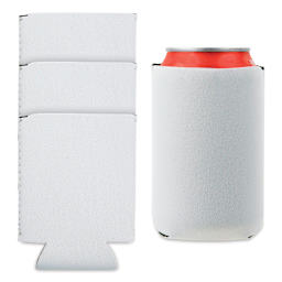 Craft Express Sublimation Printing Neoprene Can Coolers - Pkg of 4 with one cooler shown on can
