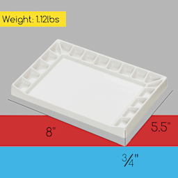 Meeden 18-Well Porcelain Paint Palette with dimensions