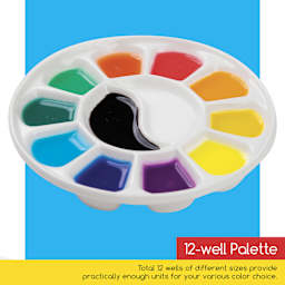 Meeden 12 Well Round Porcelain Palette filled with paint