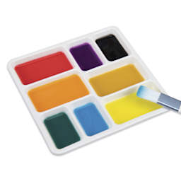 Meeden 8 Well Porcelain Palette - filled with paints