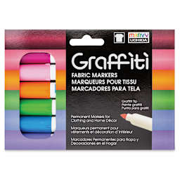 Marvy Uchida Graffiti Fabric Markers - Set of 6, Floral Colors
