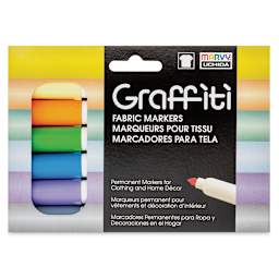 Marvy Uchida Graffiti Fabric Markers - Set of 6, Pastel Colors