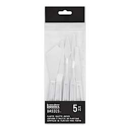 Liquitex Basics Plastic Mixing Knives - Front of package of 5 Assorted Knives
