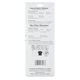 Marvy Uchida DecoFabric Opaque Paint Markers - White, Pkg of 2, back of the packaging