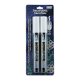 Marvy Uchida DecoFabric Opaque Paint Markers - White, Pkg of 2, front of the packaging