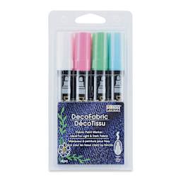 Marvy Uchida DecoFabric Opaque Paint Markers - Fluorescent Colors, Set of 4, front of the packaging