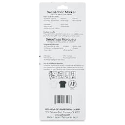 Marvy Uchida DecoFabric Opaque Paint Markers - Gold and Silver, Set of 2, back of the packaging