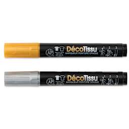 Marvy Uchida DecoFabric Opaque Paint Markers - Gold and Silver, Set of 2, out of the packaging