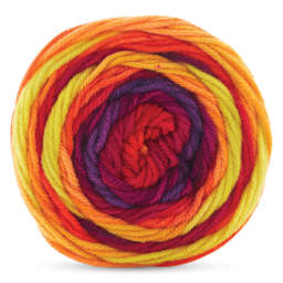 Premier Yarn Sweet Roll Vivid Yarn - Lava Lamp, 174 yds, rolled up yarn seen from above