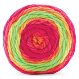 Premier Yarn Sweet Roll Vivid Yarn - Neon Signs, 174 yds, rolled up yarn seen from above