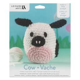 Leisure Arts Crochet Pudgies Kit - Cow, front of the packaging