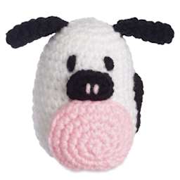 Leisure Arts Make a Little Pudgie Crochet Kit - Cow - finished example