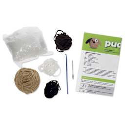 Leisure Arts Crochet Pudgies Kit - Doggy, 3" Height - contents
