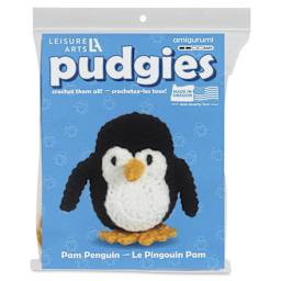Leisure Arts Crochet Pudgies Kit - Penguin, 3" Height - front of packaging