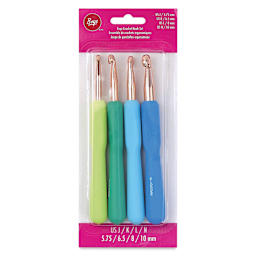 Boye Ergo Crochet Hooks - Set of 4, J/K/L/N, Cool Colors - front of packaging