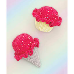 Premier Yarn Parfait Chunky Pom Pom Yarn - ice cream cone and cupcake made from Pom Pom yarn